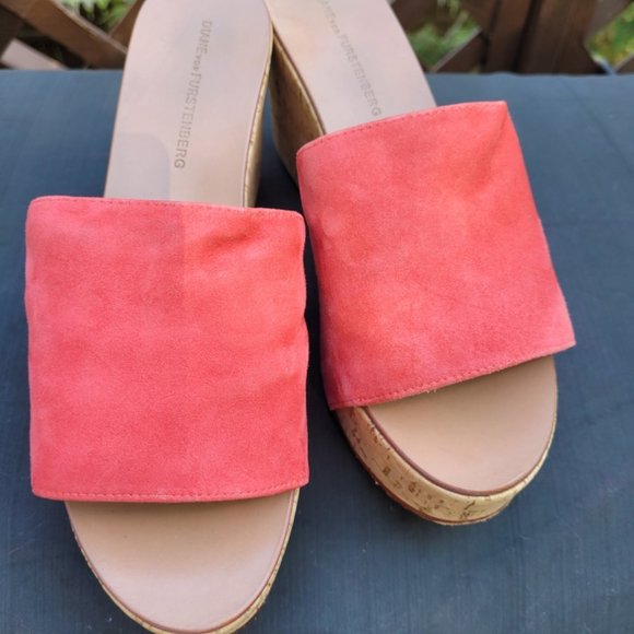 Diane Von Furstenberg Coral Cork Wedge Sandal Womens 8.5 - Picture 12 of 16